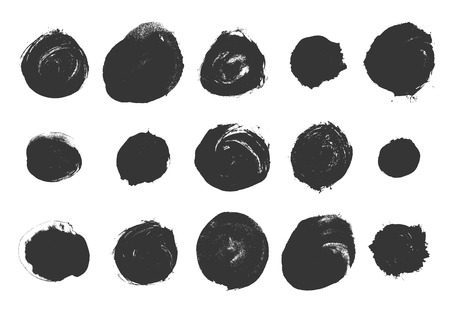 Vector brushes. Set of black circle ink on white background.  Elements for design. Abstraction.のイラスト素材
