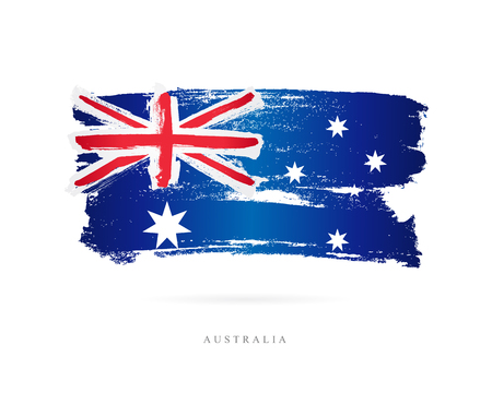 Flag of Australia. Vector illustration on white background. Beautiful brush strokes. Abstract concept. Elements for design.のイラスト素材