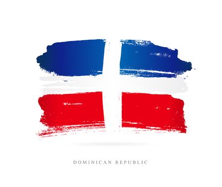 Flag of the Dominican Republic. Vector illustration on white background. Beautiful brush strokes. Abstract concept. Elements for design.のイラスト素材