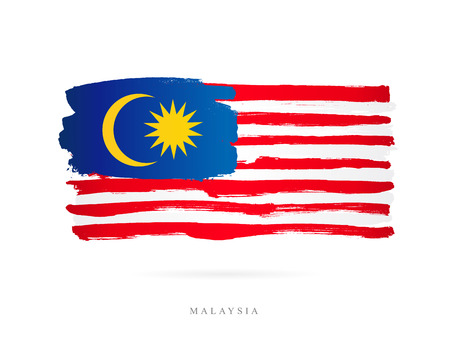 Flag of Malaysia. Vector illustration on white background. Beautiful brush strokes. Abstract concept. Elements for design.のイラスト素材