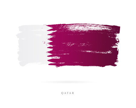 Flag of Qatar. Vector illustration on white background. Beautiful brush strokes.Abstract concept. Elements for design.のイラスト素材