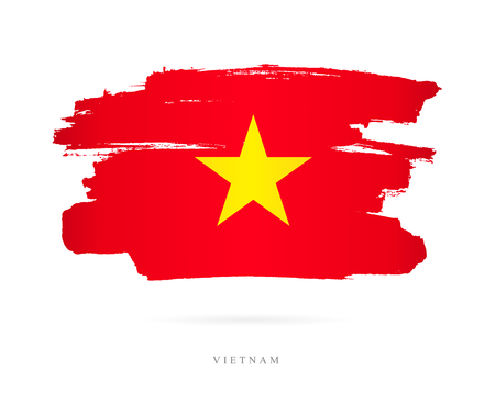 Flag of Vietnam. Vector illustration on white background. Beautiful brush strokes. Abstract concept. Elements for design.のイラスト素材