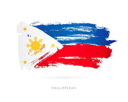 Flag of the Philippines. Vector illustration on white background. Beautiful brush strokes. Abstract concept. Elements for design.のイラスト素材
