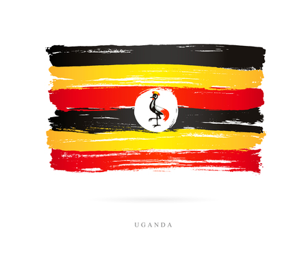 Flag of Uganda. Vector illustration on white background. Beautiful brush stroke abstract concept.のイラスト素材