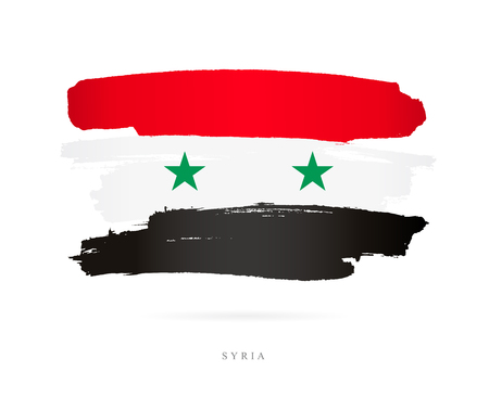 Flag of Syria. Vector illustration on white background. Beautiful brush strokes. Abstract concept. Elements for design.のイラスト素材