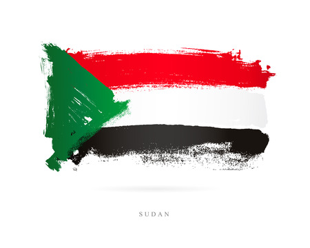 The flag of Sudan. Vector illustration on white background. Beautiful brush strokes. Abstract concept. Elements for design.のイラスト素材