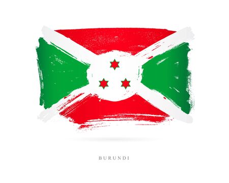 Flag of Burundi. Vector illustration on white background. Beautiful brush strokes. Abstract concept. Elements for design.のイラスト素材