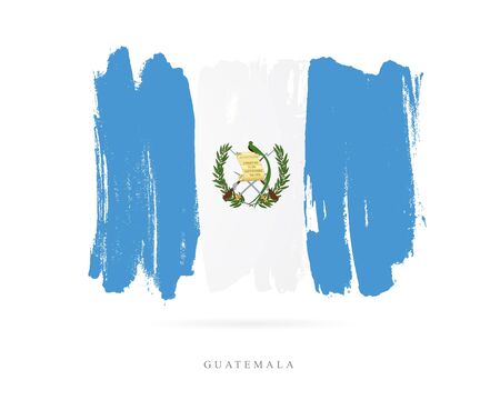 Flag of Guatemala. Vector illustration on white background. Beautiful brush strokes. Abstract concept. Elements for design.のイラスト素材