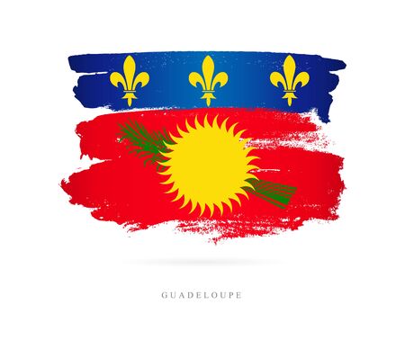 Flag of Guadalupe. Vector illustration on white background. Beautiful brush strokes. Abstract concept. Elements for design.のイラスト素材