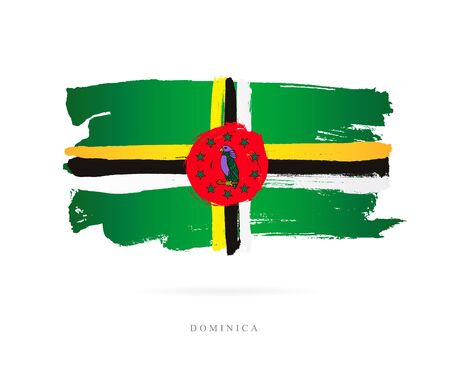 Flag of Dominica. Vector illustration on white background. Beautiful brush strokes. Abstract concept. Elements for design.のイラスト素材