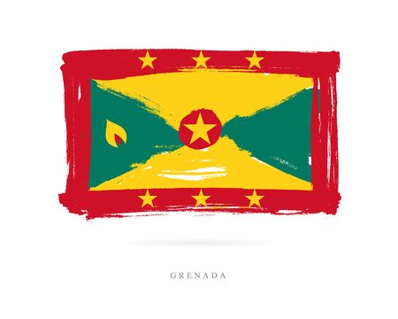 Flag of Grenada. Vector illustration on white background. Beautiful brush strokes. Abstract concept. Elements for design.のイラスト素材