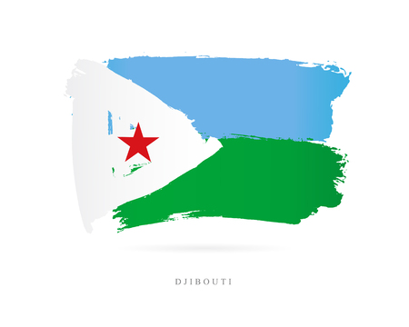 Flag of Djibouti. Vector illustration on white background. Beautiful brush strokes. Abstract concept. Elements for design.のイラスト素材