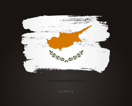Flag of Cyprus. Vector illustration on a black background. Beautiful brush strokes. Abstract concept. Elements for design.のイラスト素材