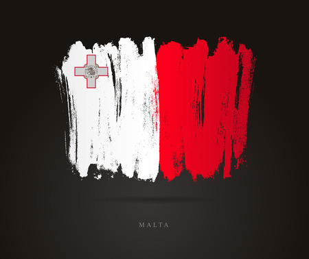 Flag of Malta. Vector illustration on a black background. Beautiful brush strokes. Abstract concept. Elements for design.のイラスト素材