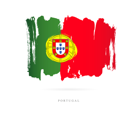 Flag of Portugal. Vector illustration on white background. Beautiful brush strokes. Abstract concept. Elements for design.のイラスト素材