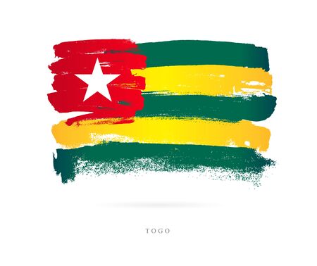 Flag of Togo. Vector illustration on white background. Beautiful brush strokes. Abstract concept. Elements for design.のイラスト素材