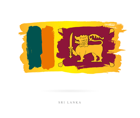 Flag of Sri Lanka. Vector illustration on white background. Beautiful brush strokes. Abstract concept. Elements for design.のイラスト素材
