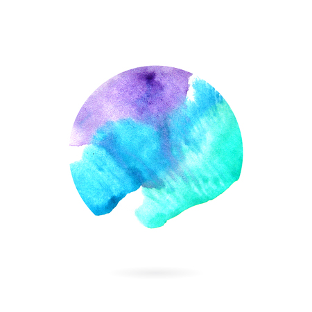 Abstract watercolor blue circle on white background. Sacred Geometry. The color splashing in the paper. Hand drawn. Logo symbol.の写真素材
