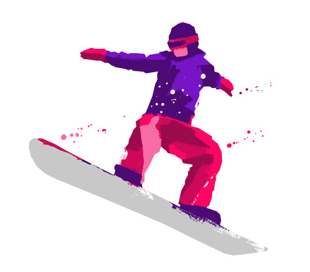 Silhouette of a snowboarder jumping isolated. Vector illustration. Sport concept.のイラスト素材