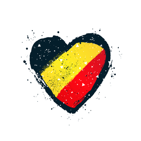 German flag in the form of a big heart. Vector illustration on white background. Brush strokes drawn by hand. Independence Day. National Unity Day of Germany.のイラスト素材