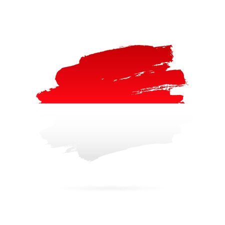 Indonesian flag. Vector illustration on white background. Brush strokes drawn by hand.のイラスト素材