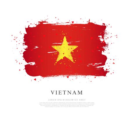 Flag of Vietnam. Vector illustration on white background. Brush strokes drawn by hand. Independence Day.のイラスト素材
