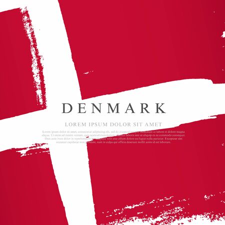 Flag of Denmark. Vector illustration on a white background. Brush strokes are drawn by hand. Independence Day.のイラスト素材