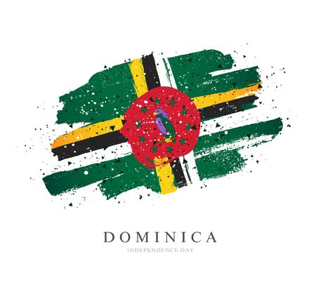 Flag of Dominica. Vector illustration on a white background. Brush strokes are drawn by hand. Independence Day.のイラスト素材