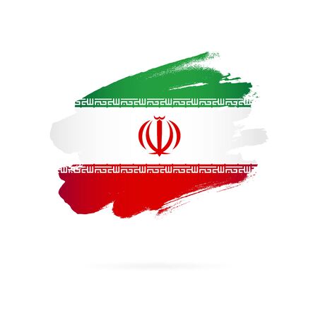 Iranian flag. Vector illustration on a white background. Brush strokes are drawn by hand. Iran Independence Day.のイラスト素材