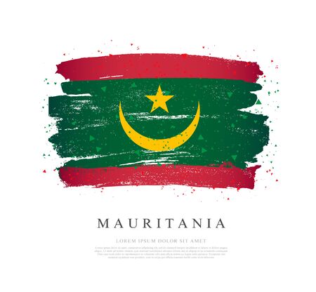 Flag of Mauritania. Vector illustration on a white background. Brush strokes are drawn by hand. Independence Day.のイラスト素材