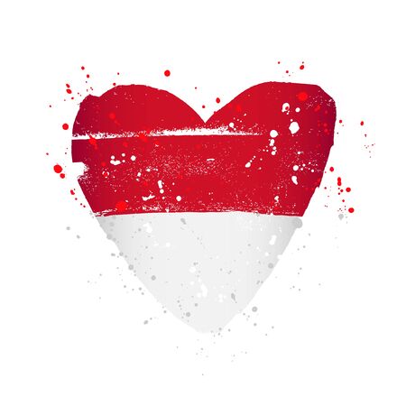 Monaco flag in the form of a big heart. Vector illustration on a white background. Brush strokes are drawn by hand. Independence Day.のイラスト素材