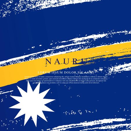 Flag of Nauru. Vector illustration on a white background. Brush strokes are drawn by hand. Independence Day.のイラスト素材