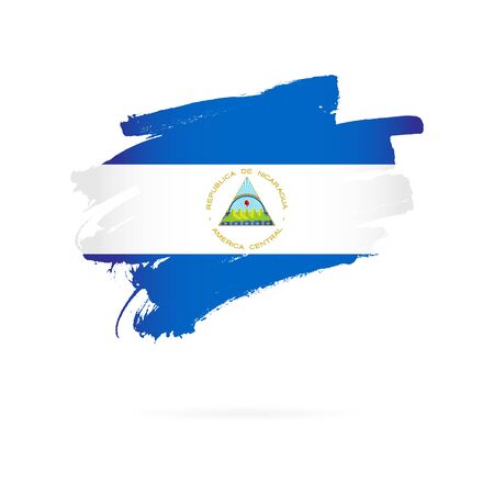 Flag of Nicaragua. Vector illustration on a white background. Brush strokes are drawn by hand.のイラスト素材