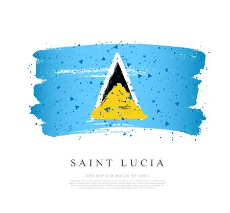 Flag of Saint Lucia. Vector illustration on a white background. Brush strokes are drawn by hand. Independence Day.のイラスト素材