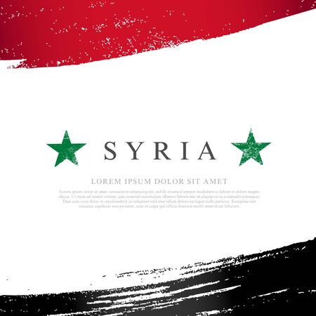 Syria flag. Vector illustration on a white background. Brush strokes are drawn by hand. Independence Day.のイラスト素材