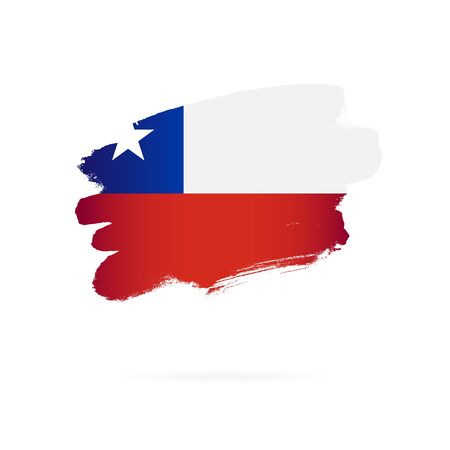 Chile flag. Vector illustration on a white background. Brush strokes are drawn by hand.のイラスト素材