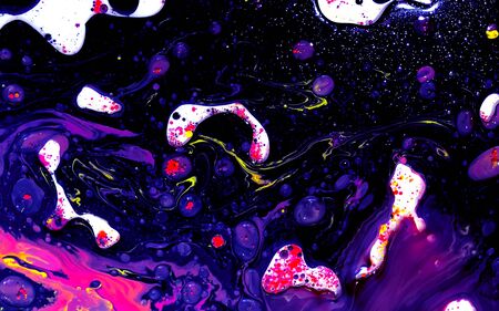 Colored watercolor ink in water with oil. Futuristic trend background. Planets, the universe and...