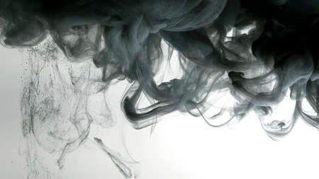 Environmental pollution concept. Black cloud of ink on a white background. Beautiful abstract...