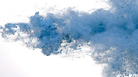 Light blue watercolor ink in water on a white background. Blue cloud of ink on a white background....