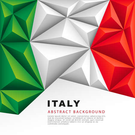 Polygonal flag of Italy. Vector illustration. Abstract background in the form of colorful green, white and red stripes of the Italian flag.のイラスト素材