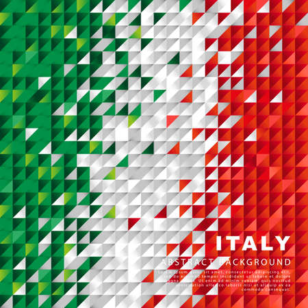 Italy flag. Abstract background of small triangles in the form of the colorful green, white and red stripes of the Italian flag. Vector illustration.のイラスト素材