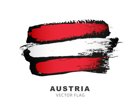 Austria flag. Hand-drawn colored brush strokes. Vector illustration isolated on white background. Austrian flag colorful.のイラスト素材