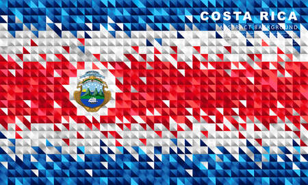 Costa Rica flag. Abstract background of small triangles in the form of the colorful blue, red and white stripes of the flag of Costa Rica. Vector illustration.のイラスト素材