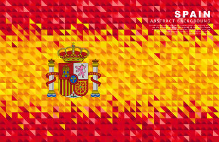 Spain flag. Abstract background of small triangles in the form of colorful red and yellow stripes of the Spanish flag. Vector illustration.のイラスト素材