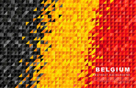 Belgium flag. Abstract background of small triangles in the form of colorful black, yellow and red stripes of the Belgian flag. Vector illustration.のイラスト素材