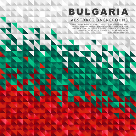 Flag of Bulgaria. Abstract background of small triangles in the form of the colorful white, green and red stripes of the Bulgarian flag. Vector illustration.のイラスト素材