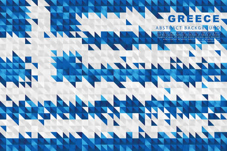 Flag of Greece. Abstract background of small triangles in the form of colorful blue and white stripes of the Greek flag. vector illustration.のイラスト素材