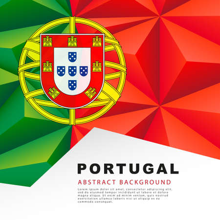 Polygonal flag of Portugal. vector illustration. Abstract background in the form of colorful green and red stripes of the Portuguese flag.のイラスト素材