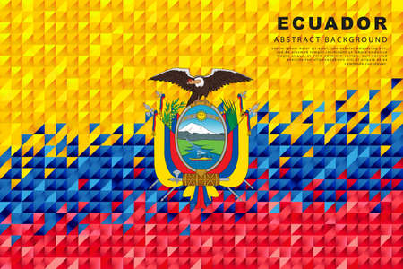 Flag of Ecuador. Abstract background of small triangles in the form of colorful yellow, blue and red stripes of the Ecuadorian flag. vector illustration.のイラスト素材