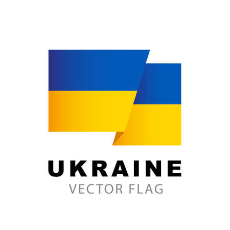 Ukrainian flag. Vector illustration isolated on white background. Colorful Ukrainian flag logo.のイラスト素材